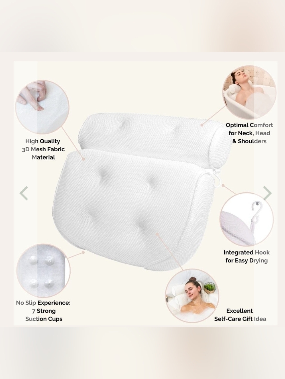 New!Bamboo Bathtub Caddy Tray & Bath Pillow - Picture 4 of 5